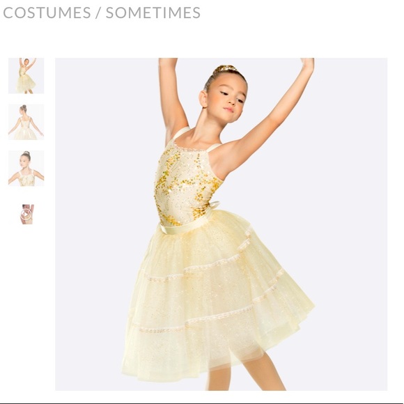 REVOLUTION SOMETIMES COSTUME NEW YL SZ 10 GOLD IVORY BALLET DANCE PRINCESS
